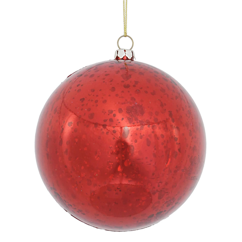 4 Inch Shiny Mercury Ball Ornament: Set Of 6