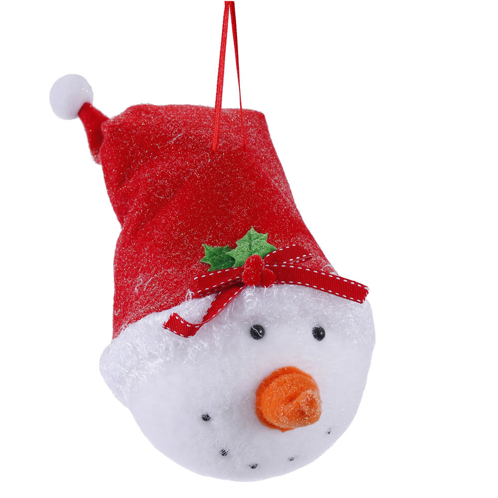 Snowman Head With Red Hat Ornament