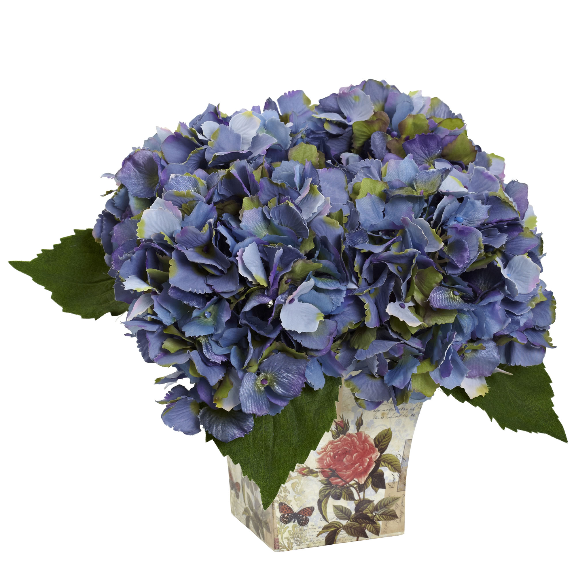 9 Inch Hydrangea With Floral Planter