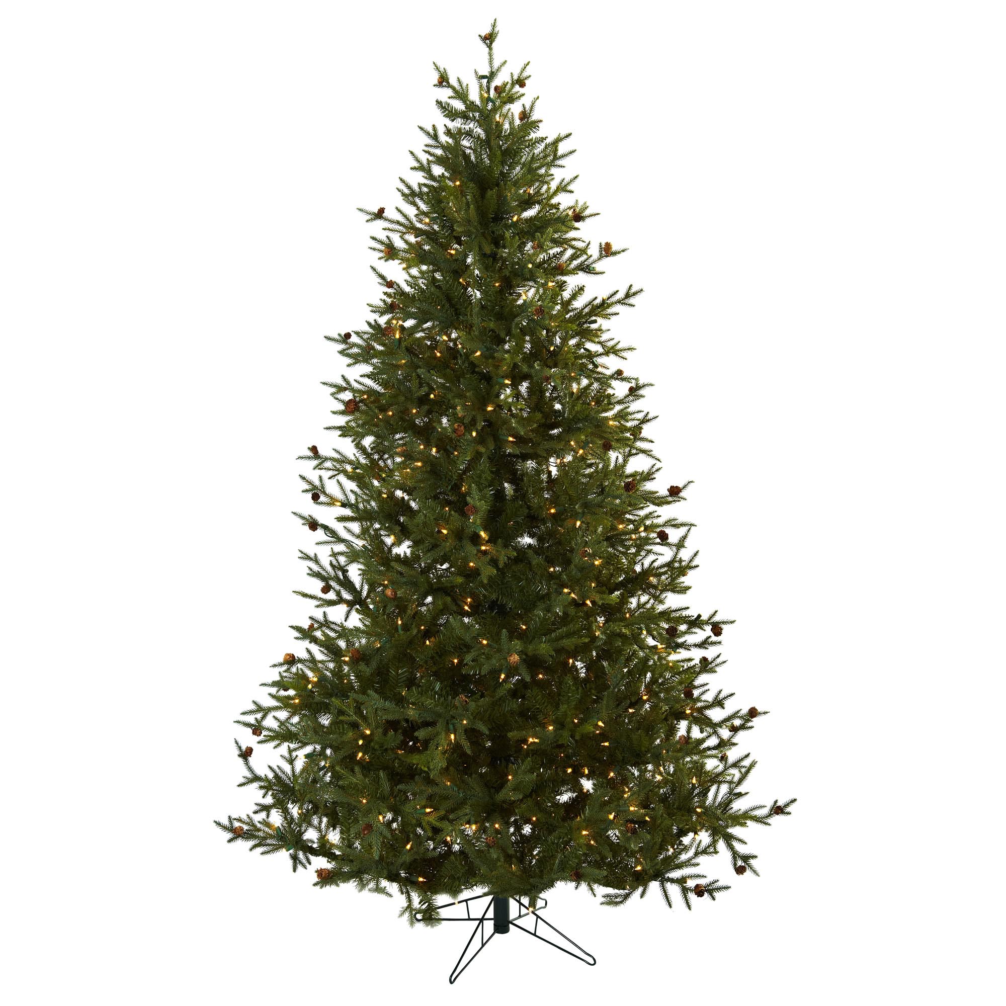 7.5 Foot Artificial Classic Pine Tree W/ Pine Cones: All-lit Lights