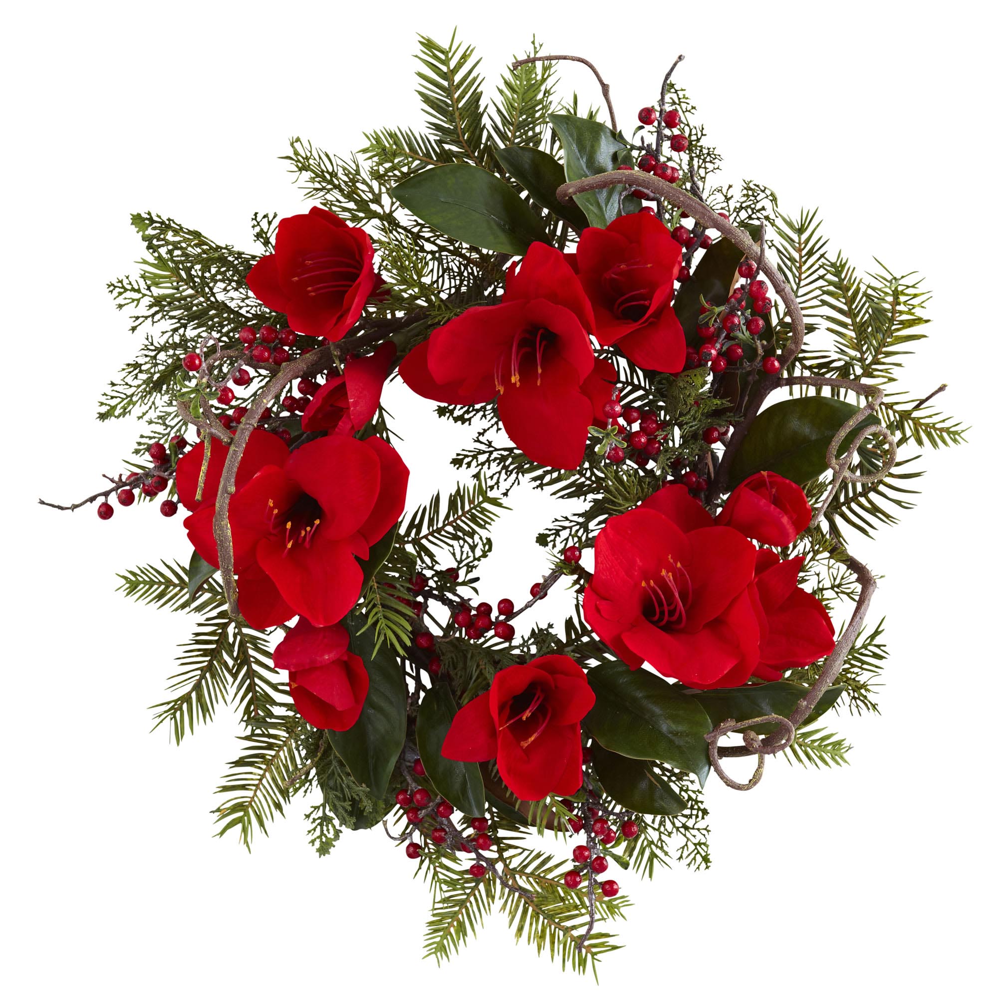 24 Inch Artificial Amaryllis Wreath