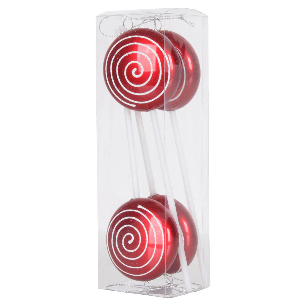 0.5 Inch Red  White Candy Swirl Ornament (set Of 4)
