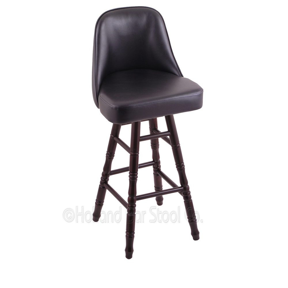 36 Inch Turned Maple Swivel Bar Stool W/grizzly Seat