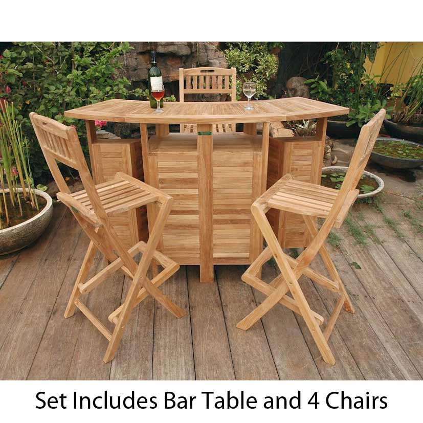 Teak Altavista Bar Set With 4 Chairs