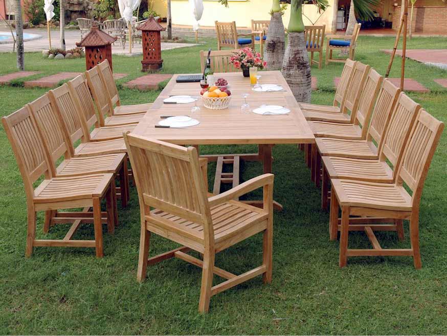 Teak Extension Valencia Table With 14 Rialto Dining Chairs