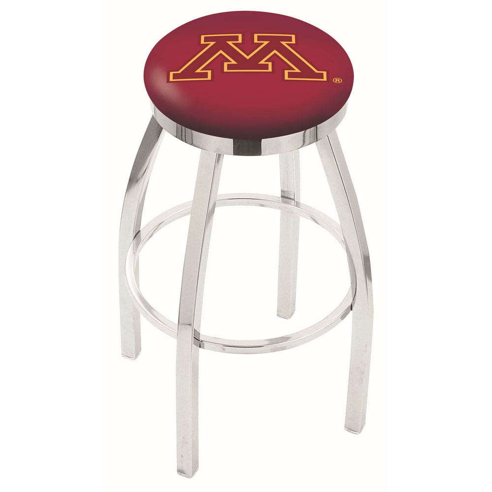 30 Inch Chrome Minnesota Swivel Counter Stool W/ Accent Ring