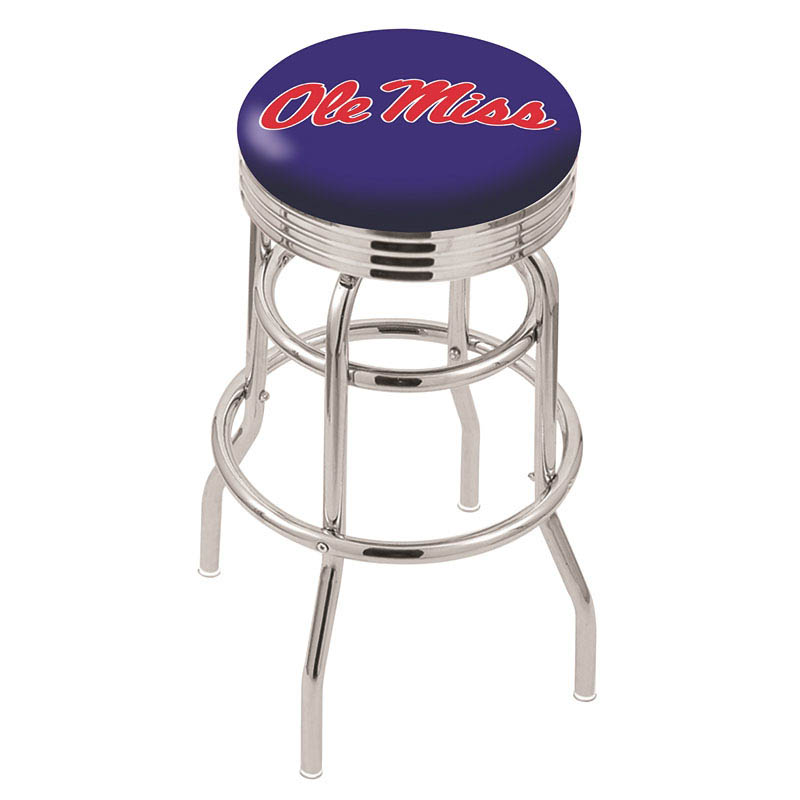 L7c3 - 30 Inch Chrome 2-ring Ole Miss Swivel Counter Stool