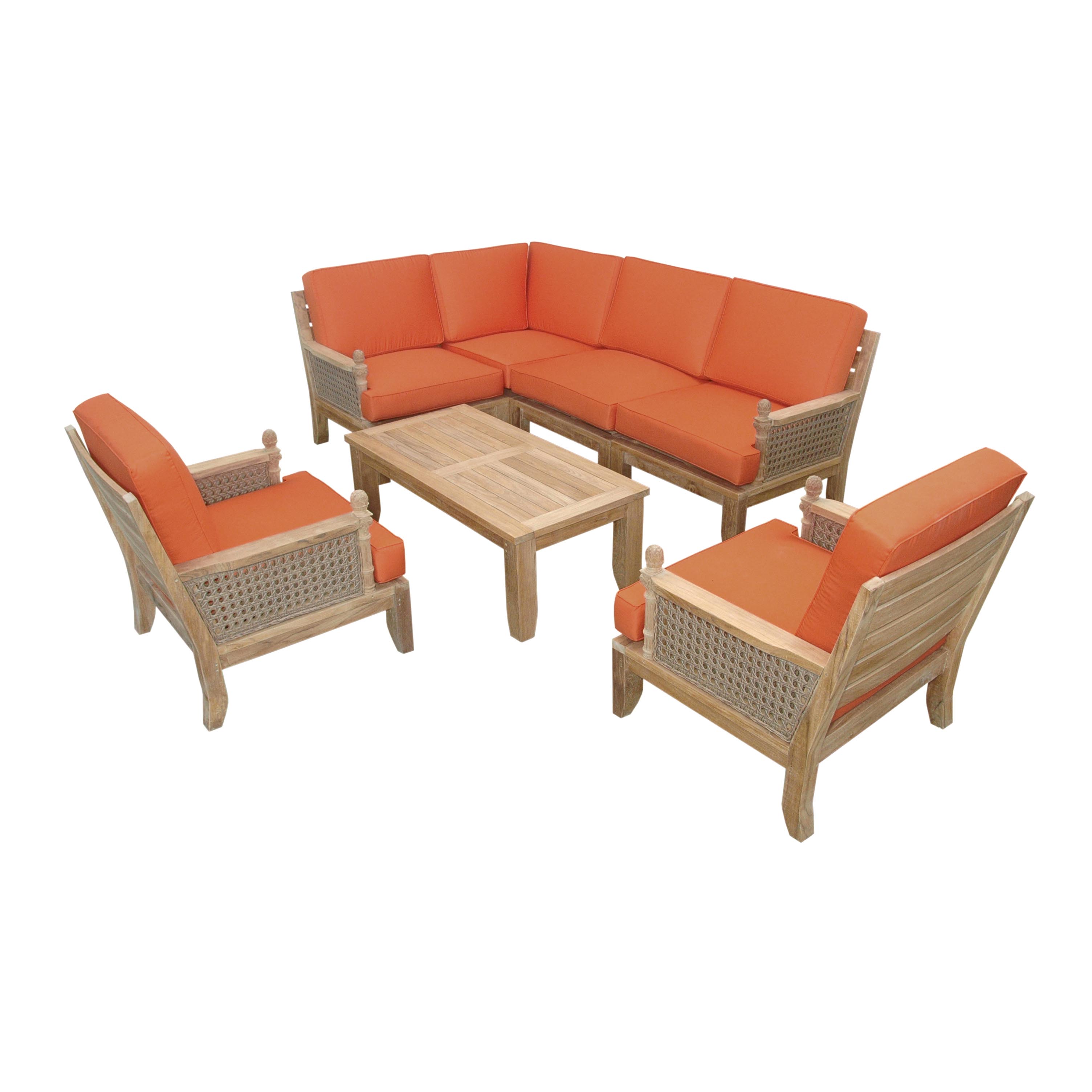 Teak Luxe Seating Collection With 2 Arm Chairs