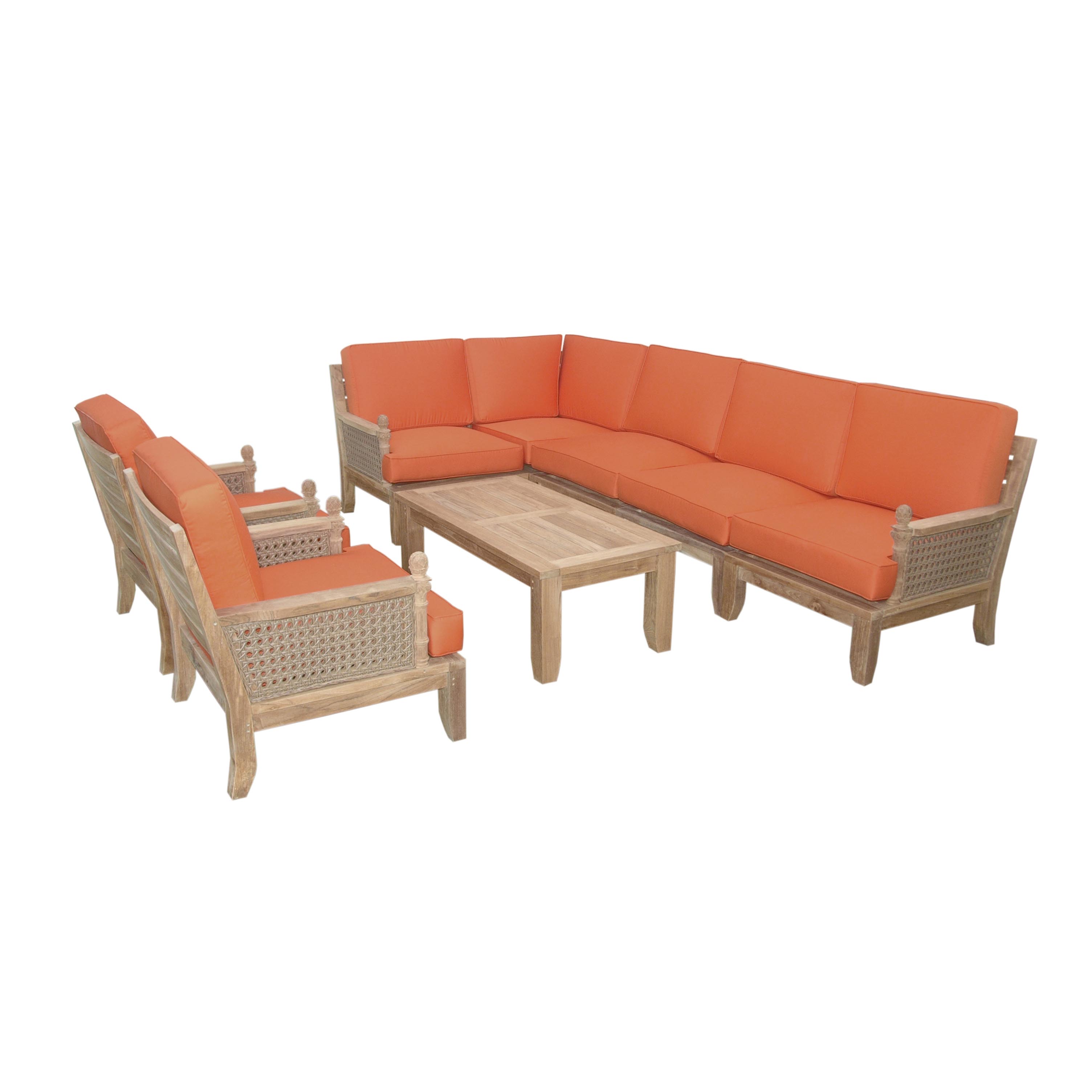 Teak Luxe Seating Collection W/ 2 Center Seatsand2 Arm Chairs