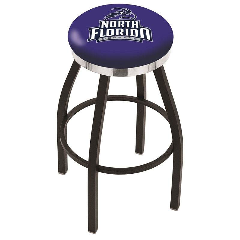 30 Inch Black North Florida Swivel Counter Stool W/ Chrome Accent Ring