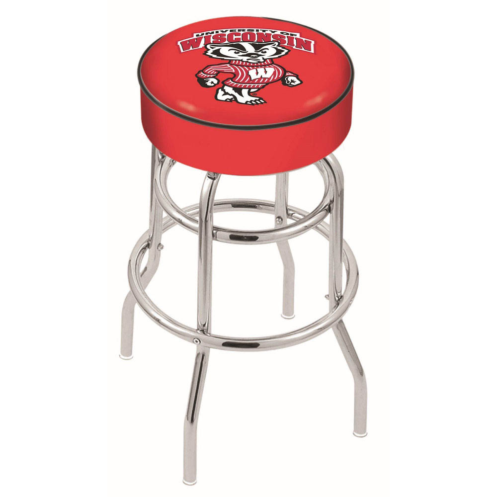 30 Inch 4 Wisconsin Badger 2-ring Swivel Counter Stool W/ Chrome Base