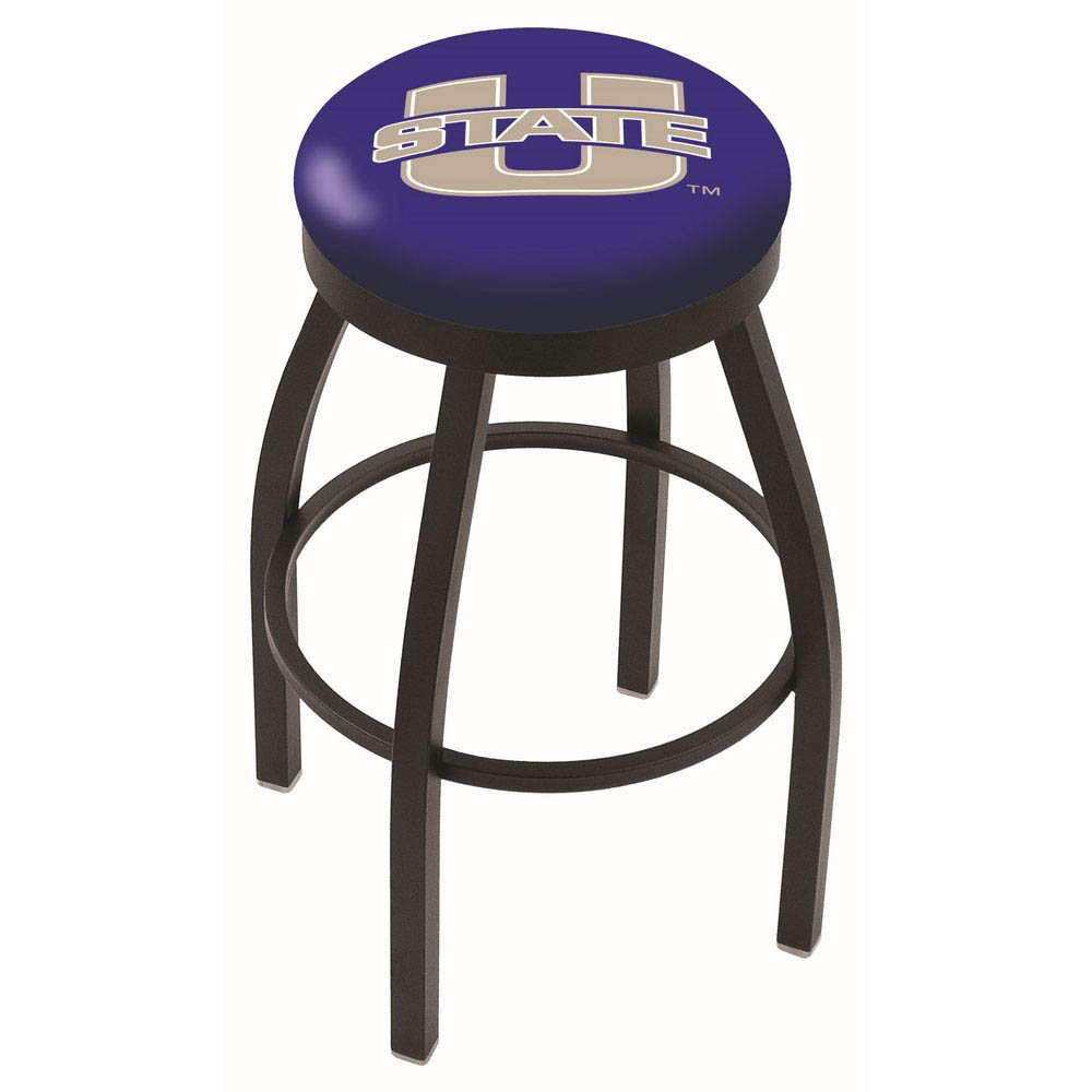 30 Inch Black Utah State Swivel Counter Stool W/ Accent Ring