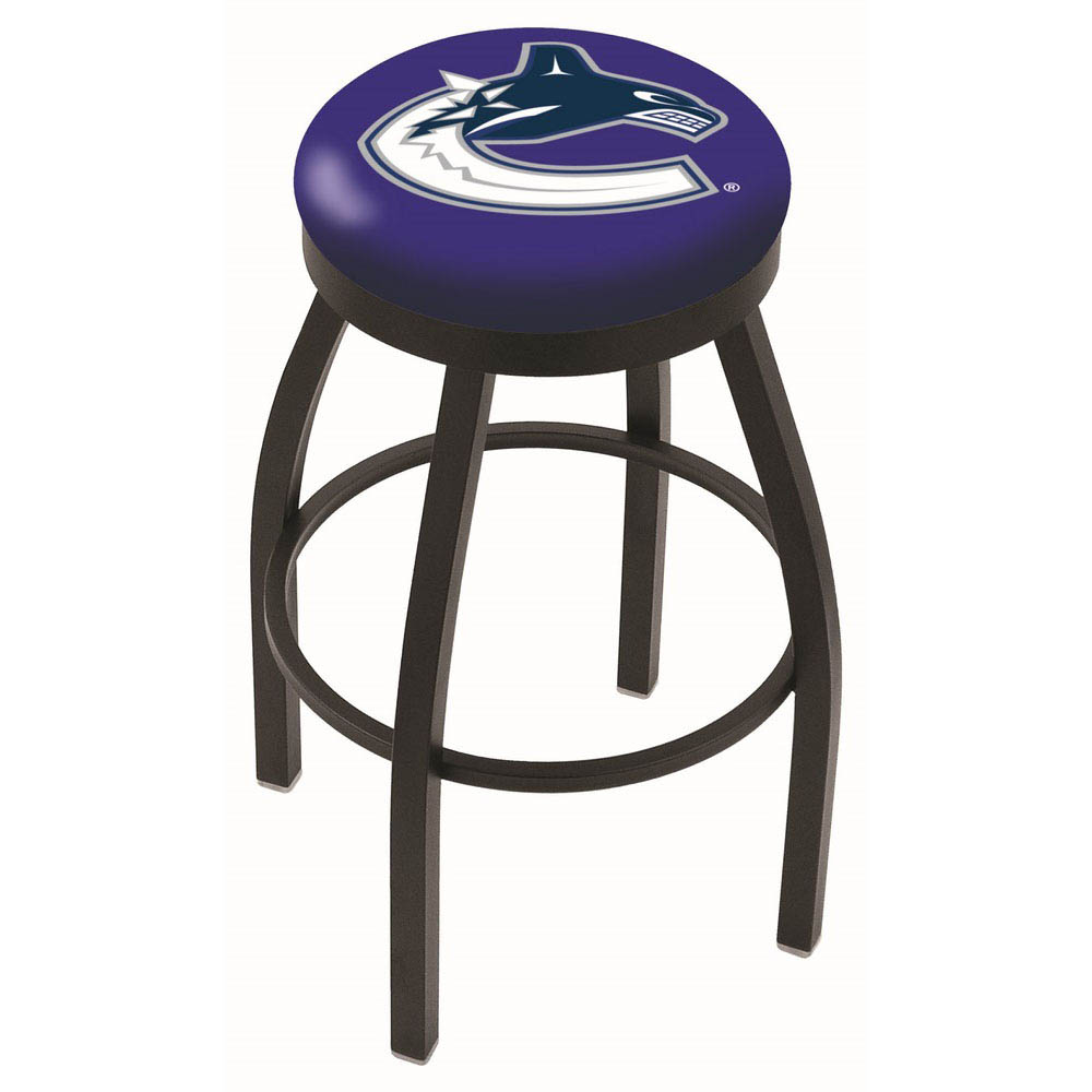 25 Inch Black Vancouver Canucks Swivel Bar Stool W/ Accent Ring