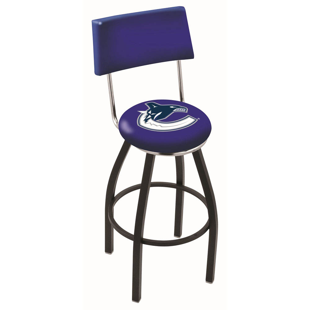 30 Inch Black Vancouver Canucks Swivel Counter Stool W/ Back