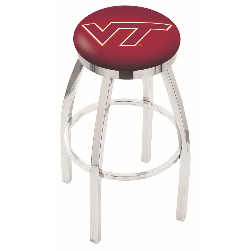 30 Inch Chrome Virginia Tech Swivel Counter Stool W/ Accent Ring