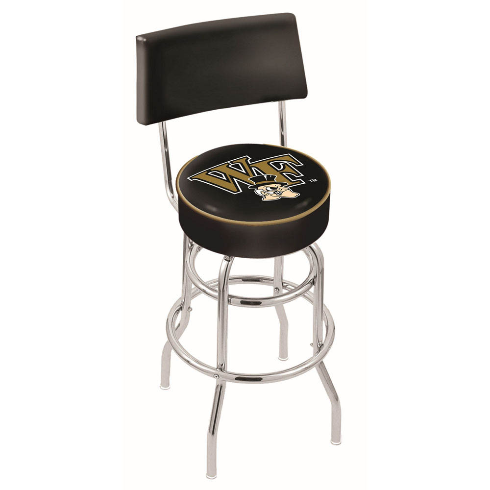 30 Inch Chrome 2-ring Wake Forest Swivel Counter Stool W/ Back