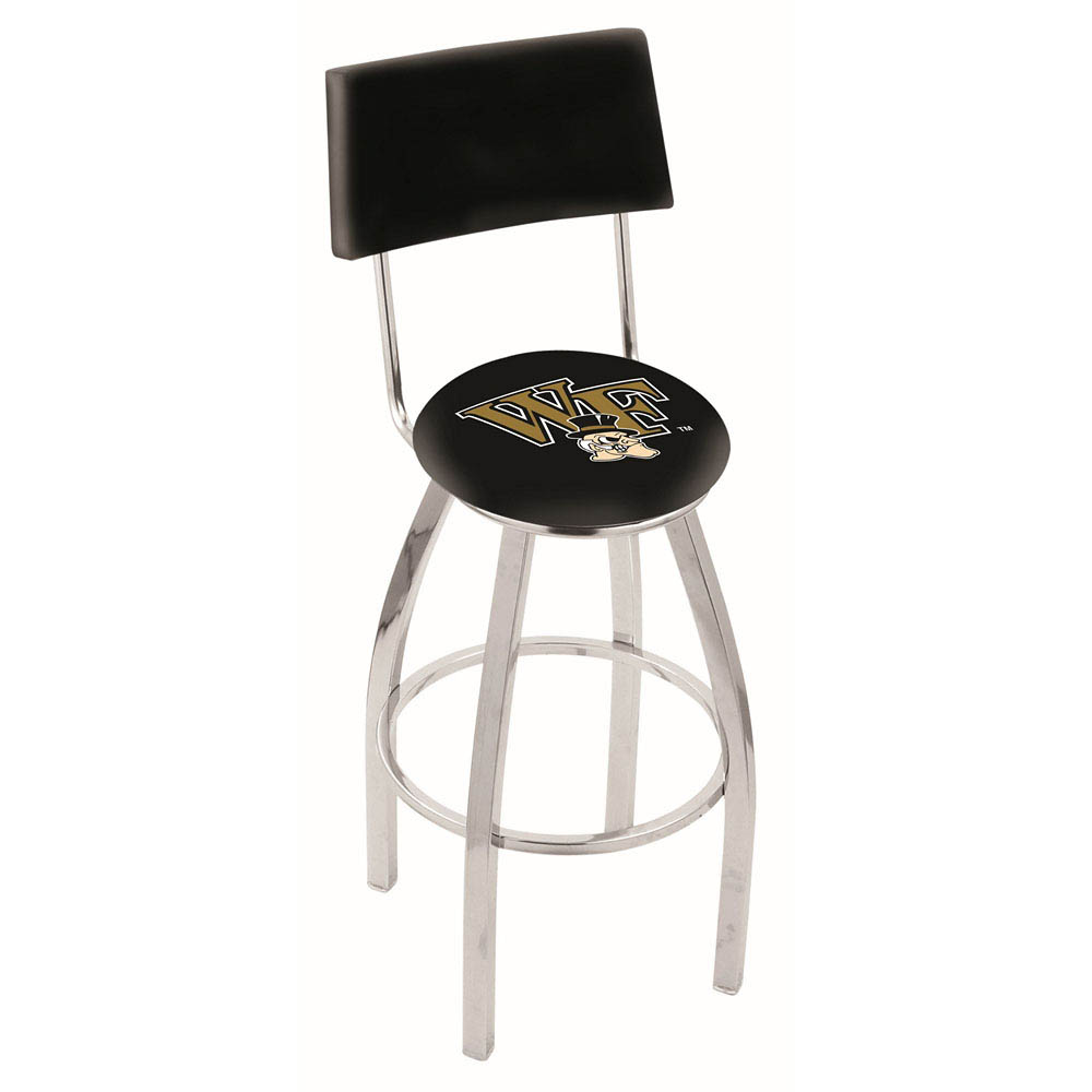 30 Inch Chrome Wake Forest Swivel Counter Stool W/ Back