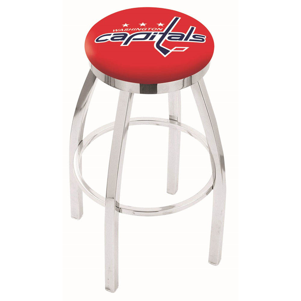 30 Inch Chrome Washington Capitals Swivel Counter Stool W/ Accent Ring