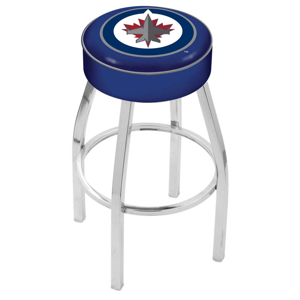 30 Inch Winnipeg Jets Logo Swivel Counter Stool W/ Chrome Base