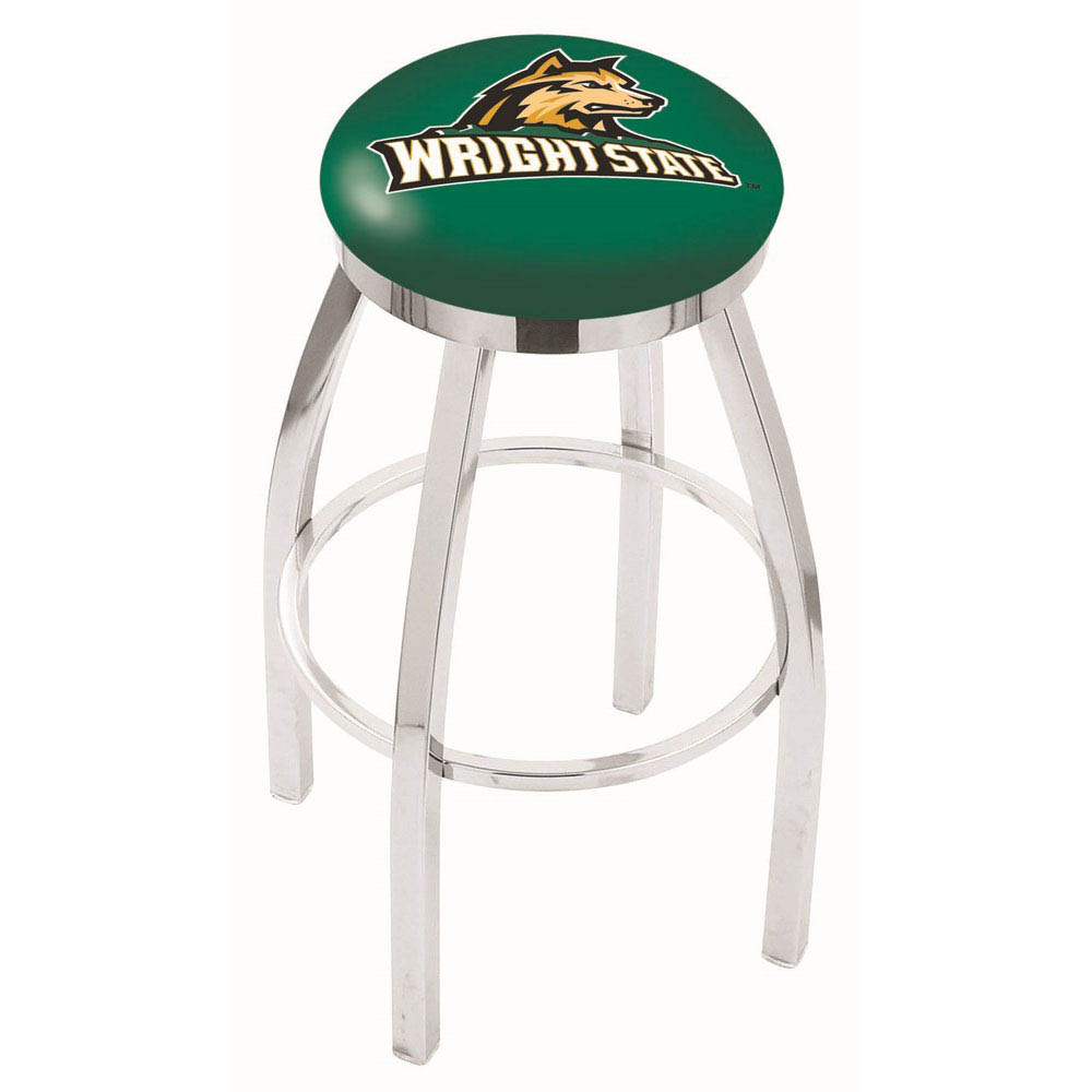 25 Inch Chrome Wright State Swivel Bar Stool W/ Accent Ring