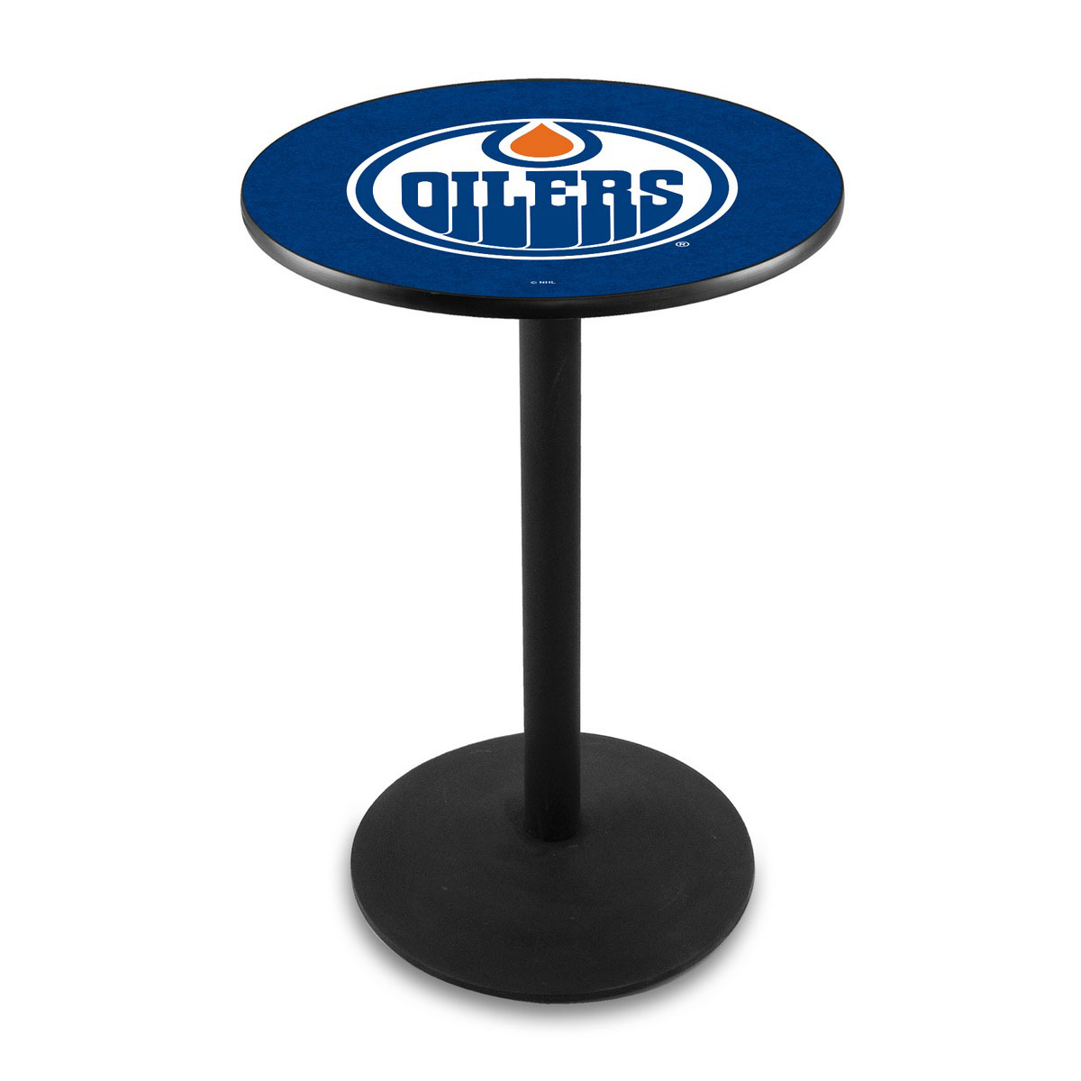 Edmonton Oilers Logo Pub Bar Table With Round Stand