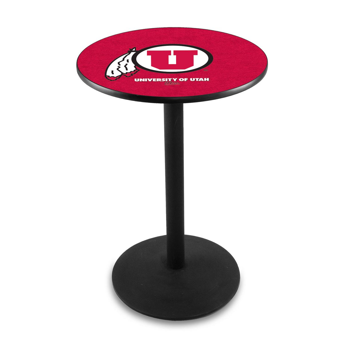 University Of Utah Logo Pub Bar Table With Round Stand