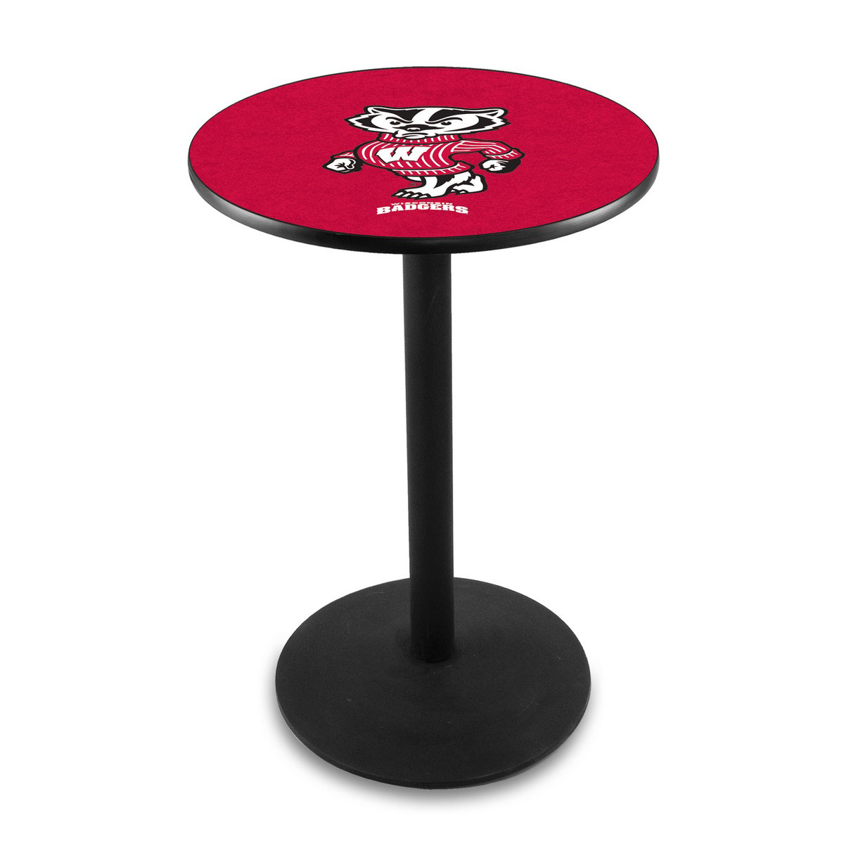 University Of Wisconsin (badger) Logo Pub Bar Table With Round Stand