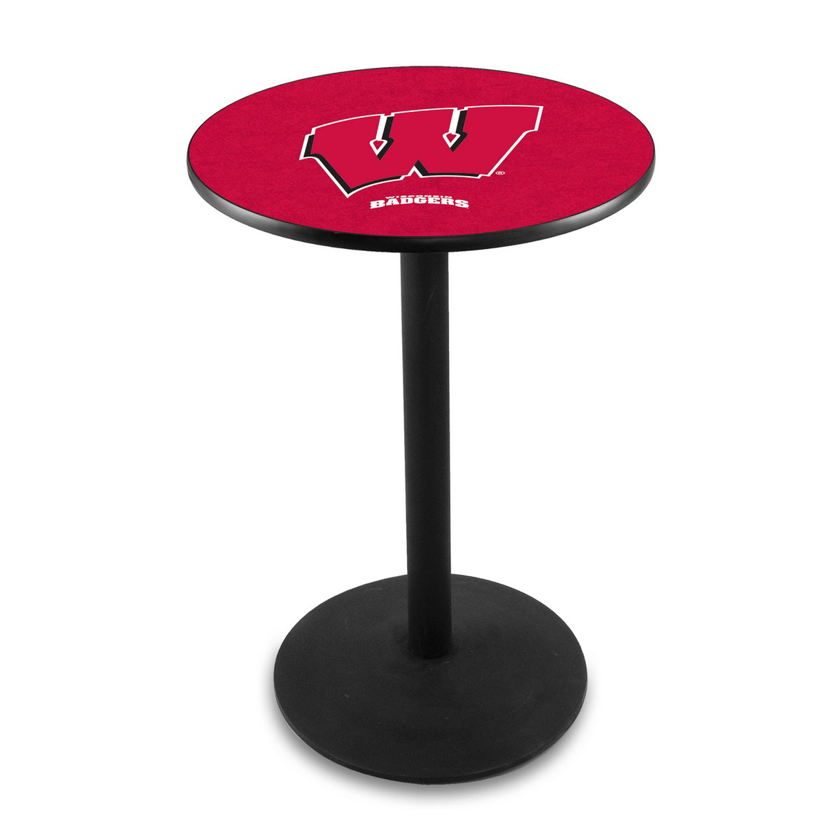 University Of Wisconsin (w) Logo Pub Bar Table With Round Stand