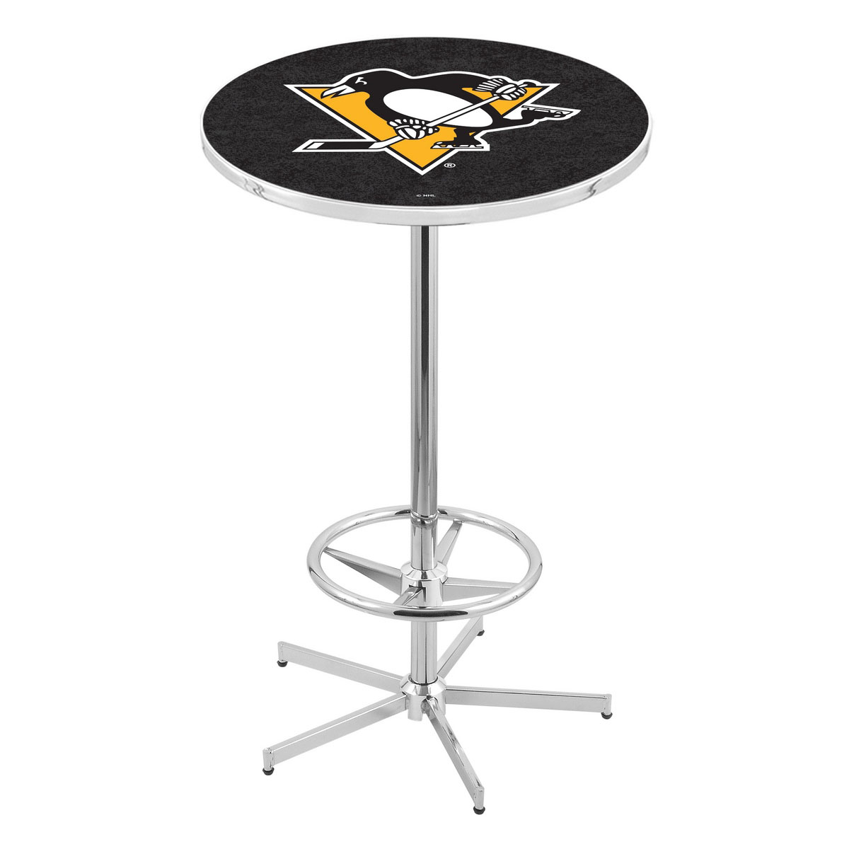 42 Inch Chrome Pittsburgh Penguins Pub Table