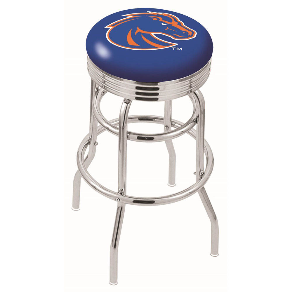 L7c3 - 30 Inch Chrome 2-ring Boise State Swivel Counter Stool
