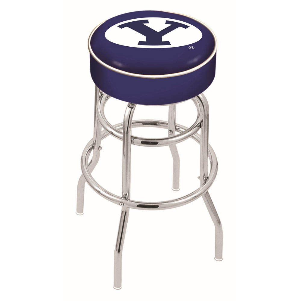 30 Inch Brigham Young 2-ring Swivel Counter Stool W/ Chrome Base
