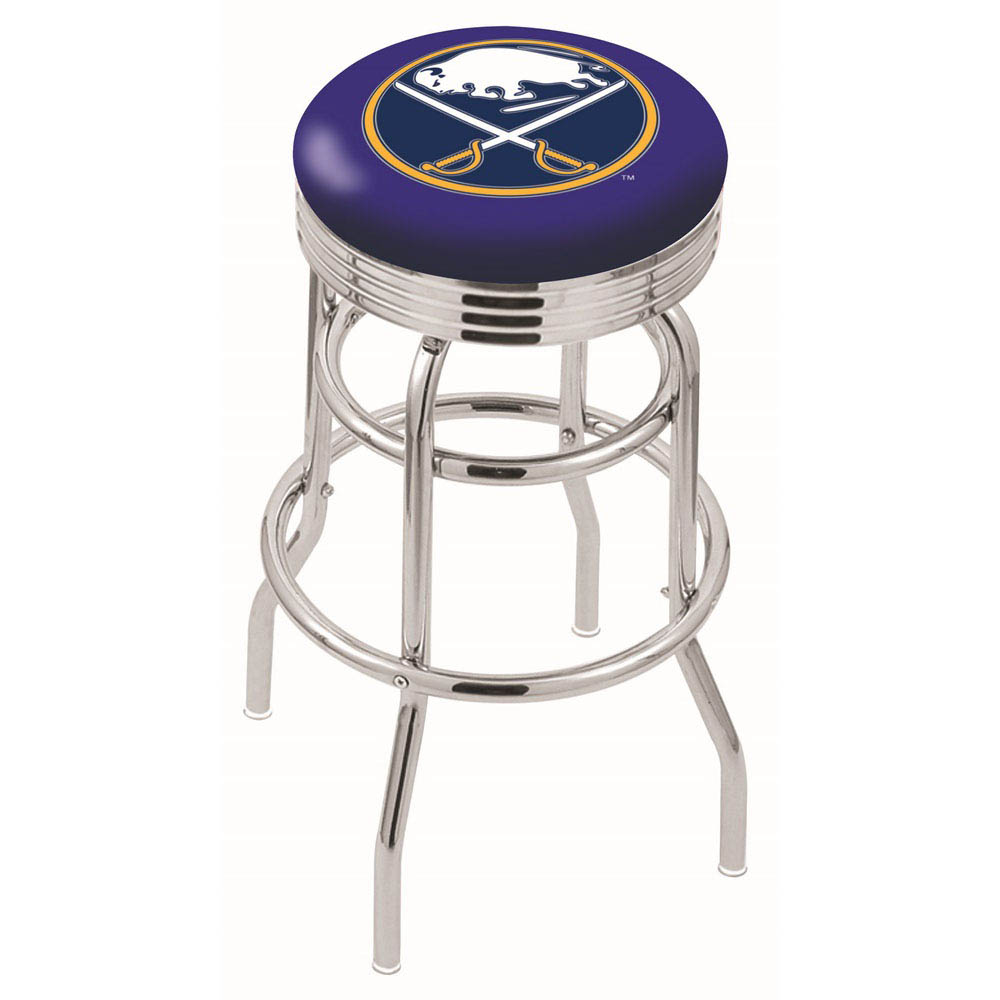 L7c3 - 30 Inch Chrome 2-ring Buffalo Sabres Swivel Counter Stool