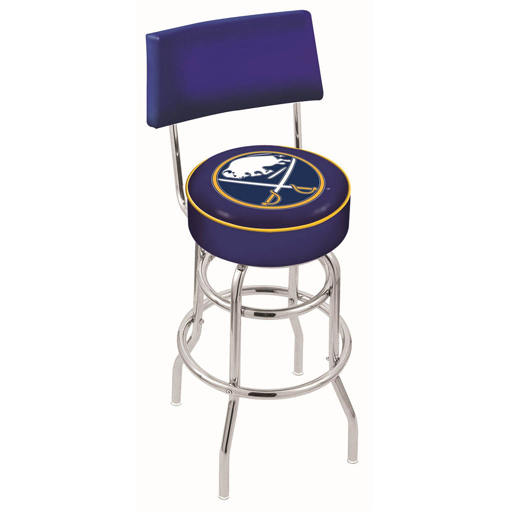 30 Inch Chrome 2-ring Buffalo Sabres Swivel Counter Stool W/ Back