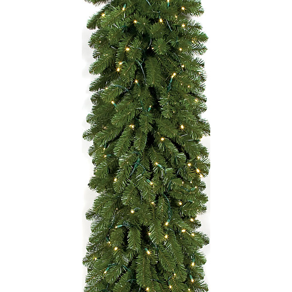 9 Foot X 24 Inch Pine Garland: Clear 5mm Leds