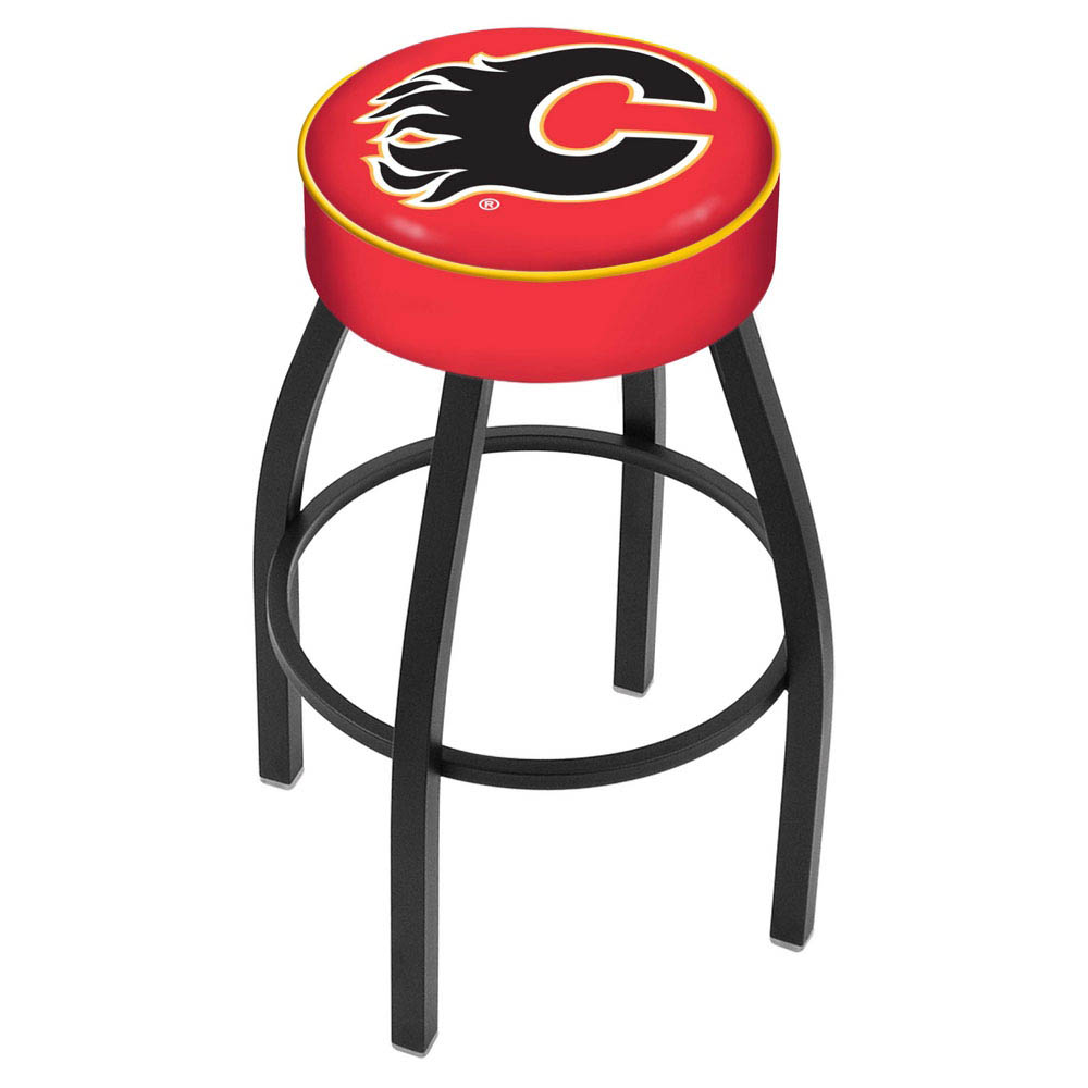 25 Inch Calgary Flames Logo Swivel Bar Stool W/ Black Base