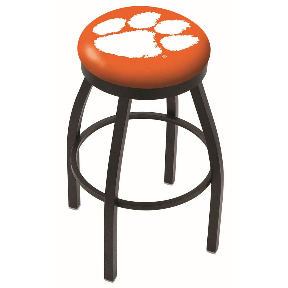 30 Inch Black Clemson Swivel Counter Stool W/ Accent Ring