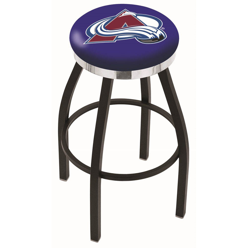 30 Inch Black Colorado Avalanche Swivel Counter Stool W/ Chrome Accent Ring