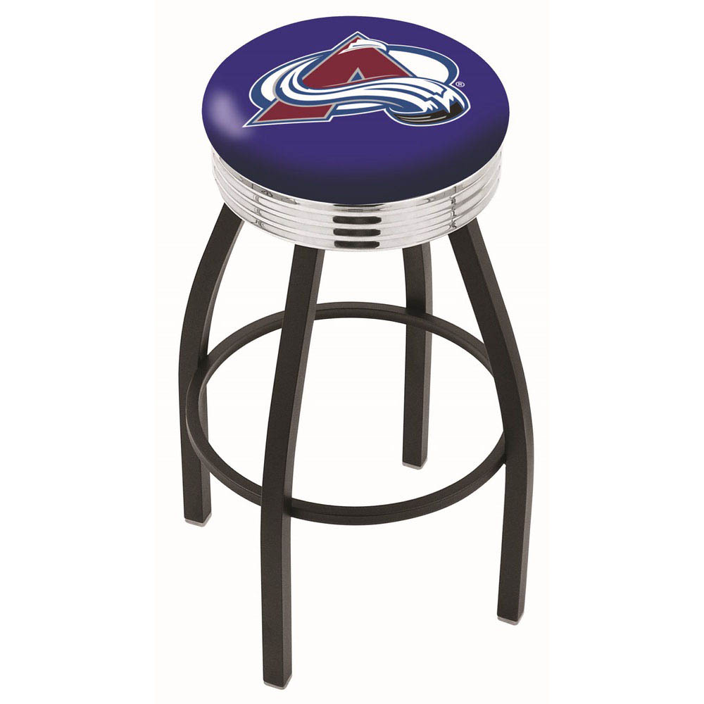 30 Inch Black Colorado Avalanche Swivel Counter Stool W/ Chrome Ribbed Accent