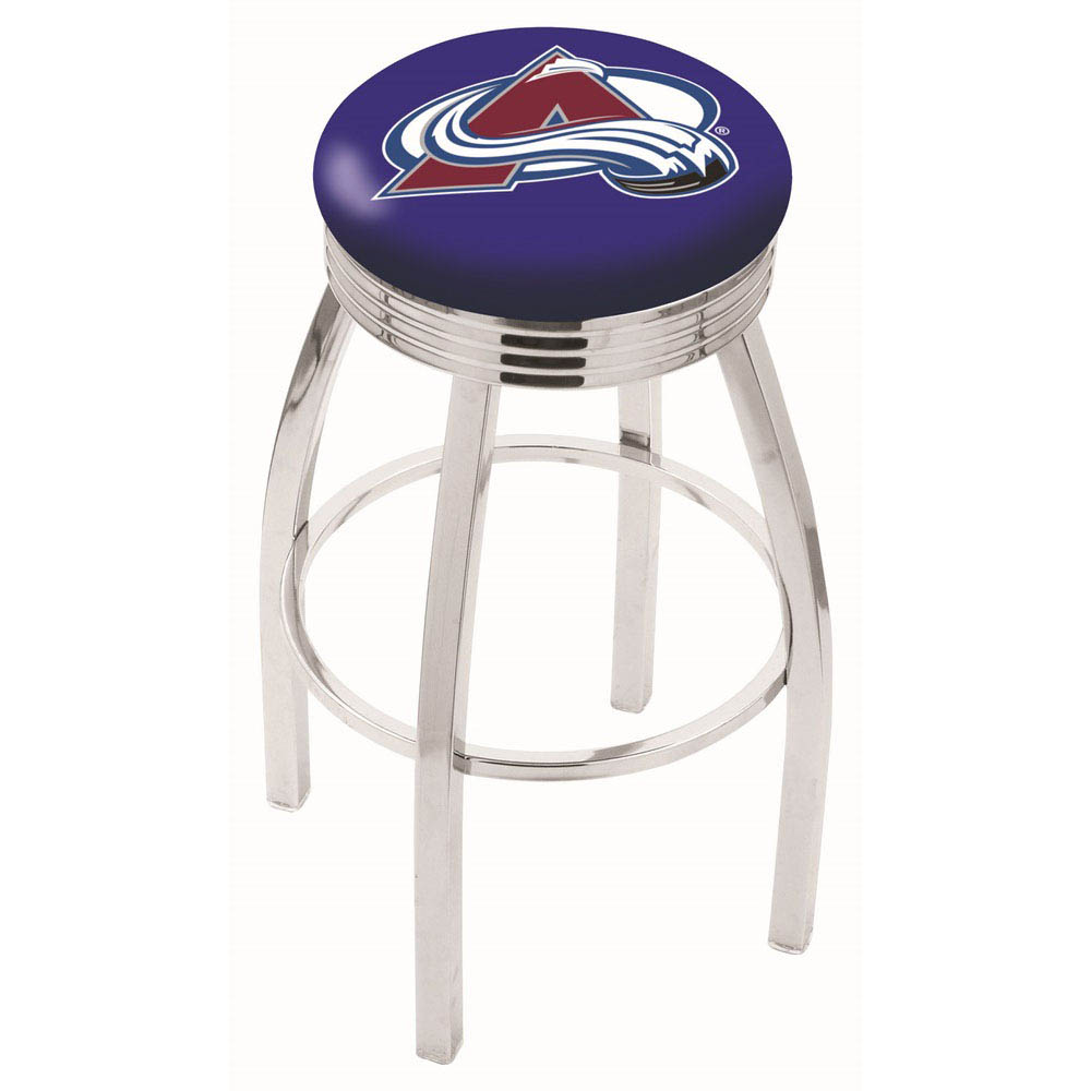 25 Inch Chrome Colorado Avalanche Swivel Bar Stool W/ Ribbed Accent