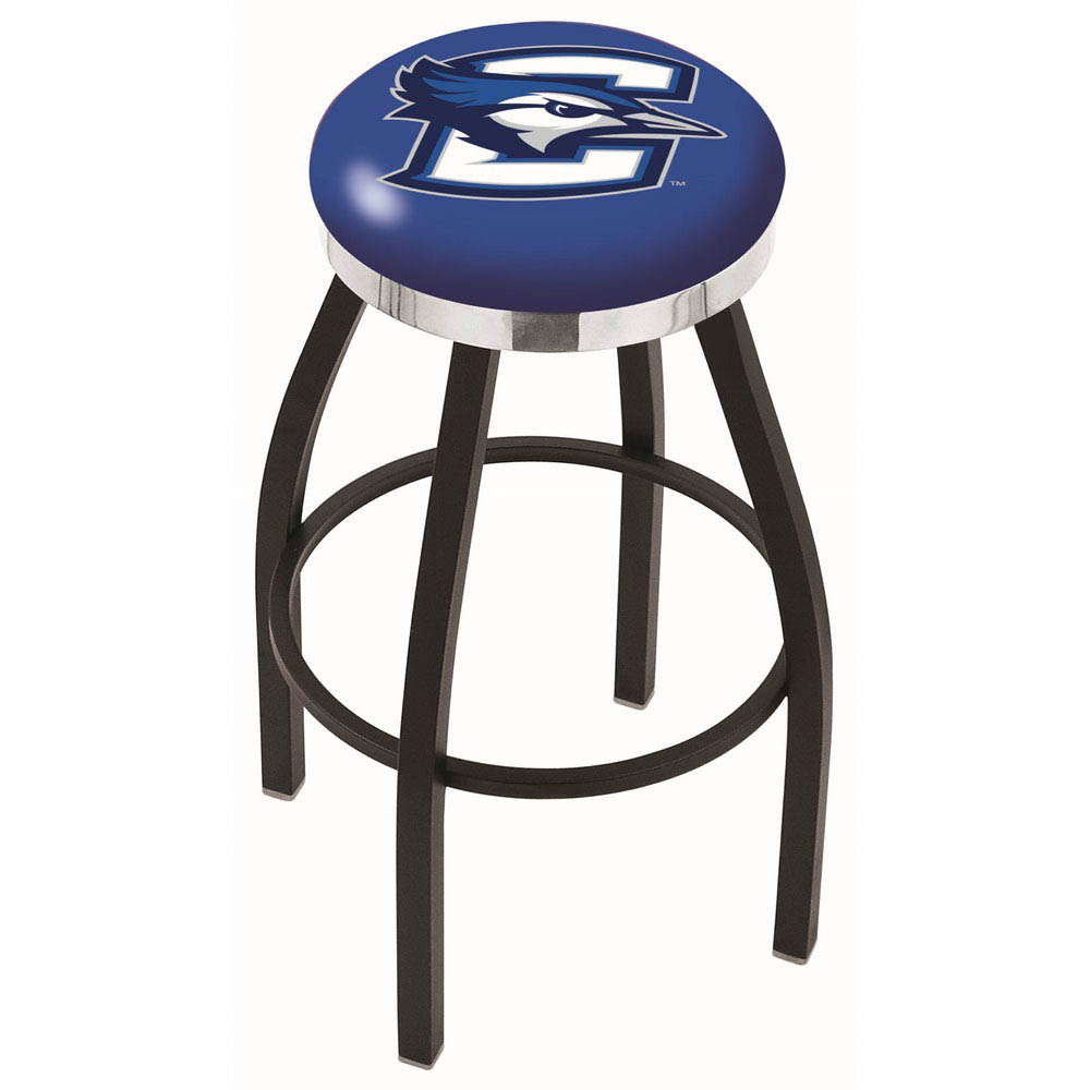 30 Inch Black Creighton Swivel Counter Stool W/ Chrome Accent Ring