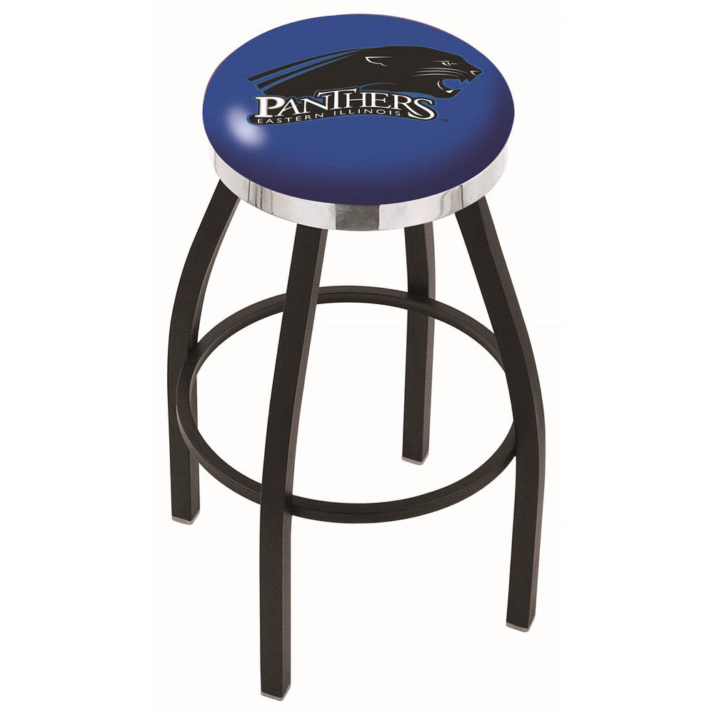 30 Inch Black Eastern Illinois Swivel Counter Stool W/ Chrome Accent Ring