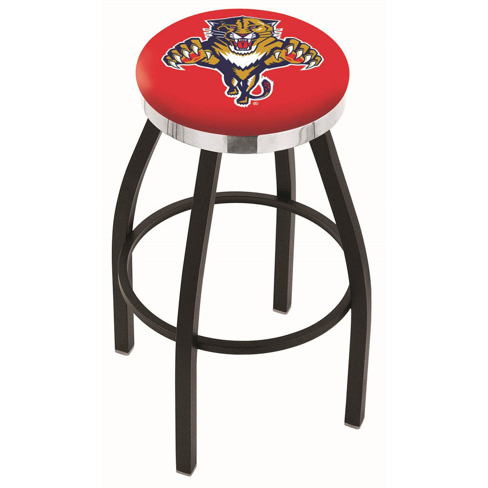 25 Inch Black Florida Panthers Swivel Bar Stool W/ Chrome Accent Ring