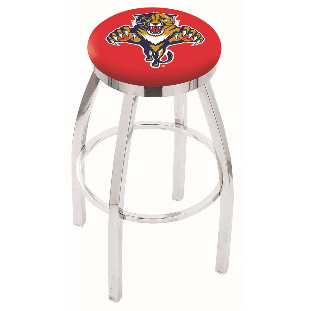 25 Inch Chrome Florida Panthers Swivel Bar Stool W/ Accent Ring