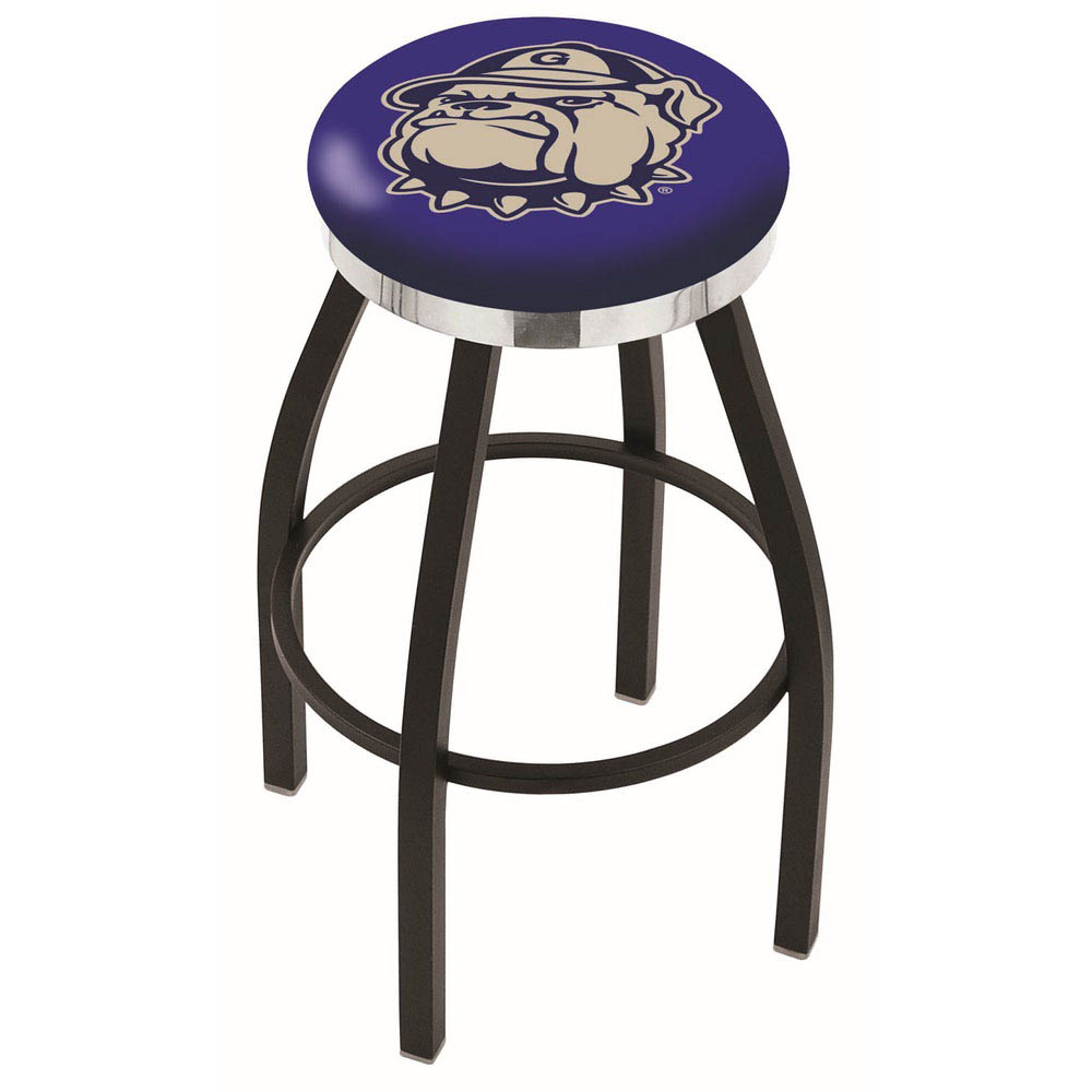 30 Inch Black Georgetown Swivel Counter Stool W/ Chrome Accent Ring