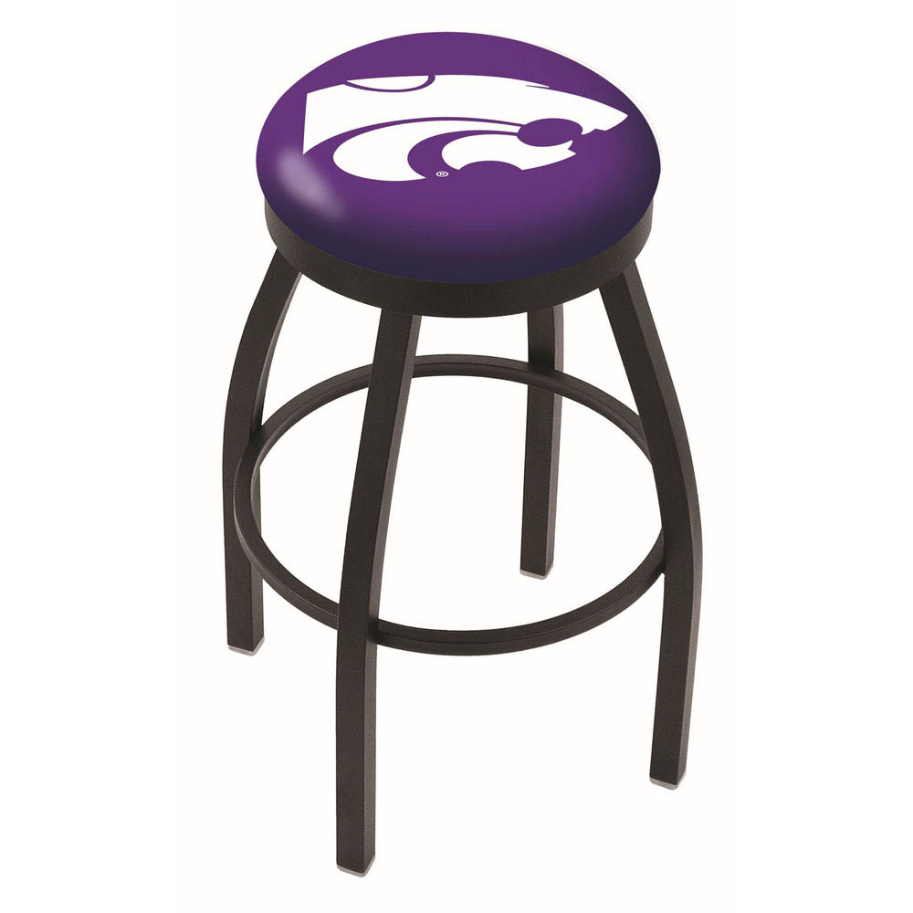 30 Inch Black Kansas State Swivel Counter Stool W/ Accent Ring
