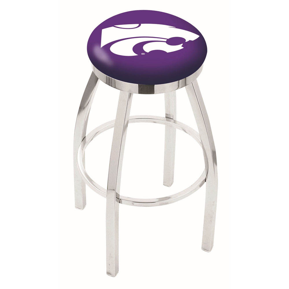30 Inch Chrome Kansas State Swivel Counter Stool W/ Accent Ring