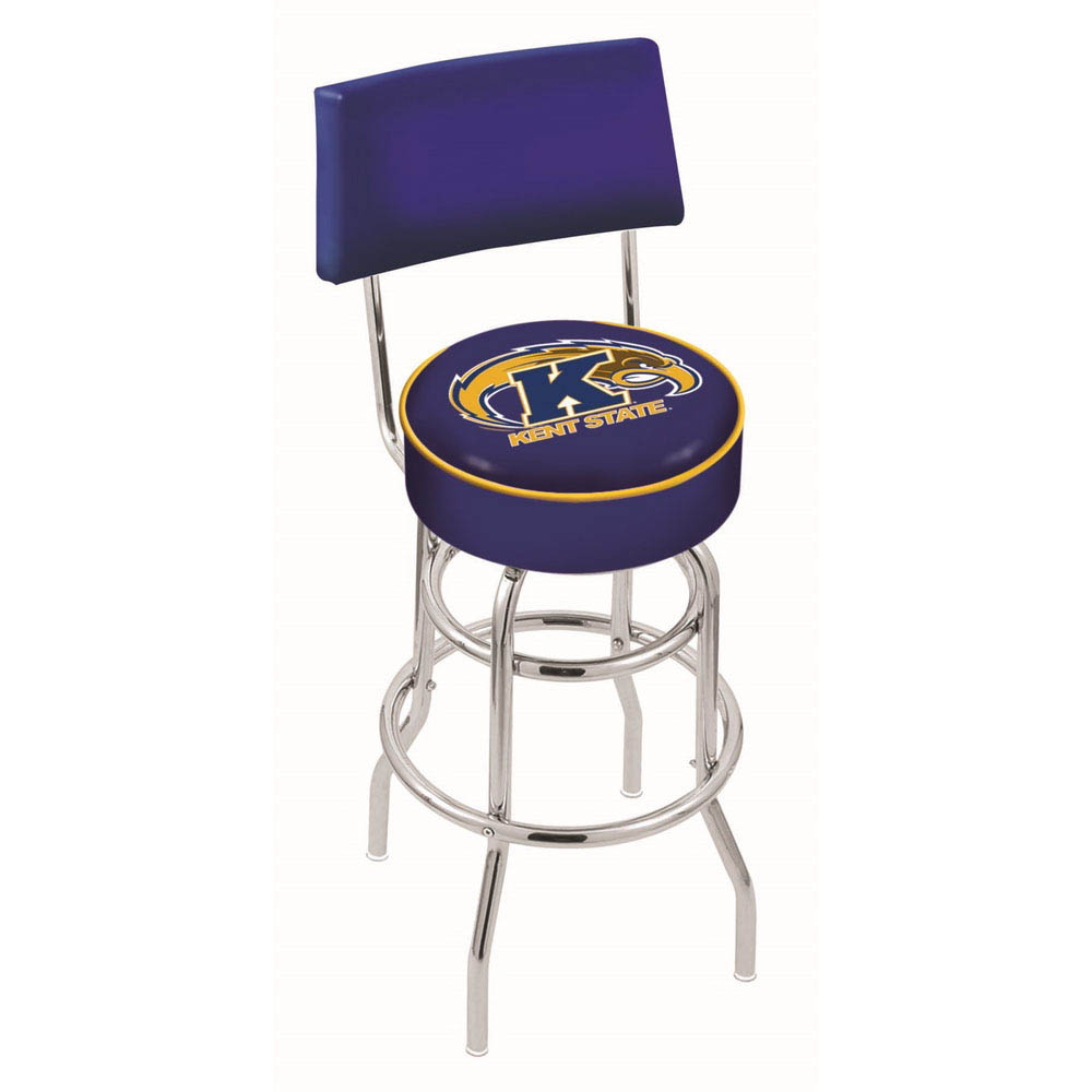 30 Inch Chrome 2-ring Kent State Swivel Counter Stool W/ Back