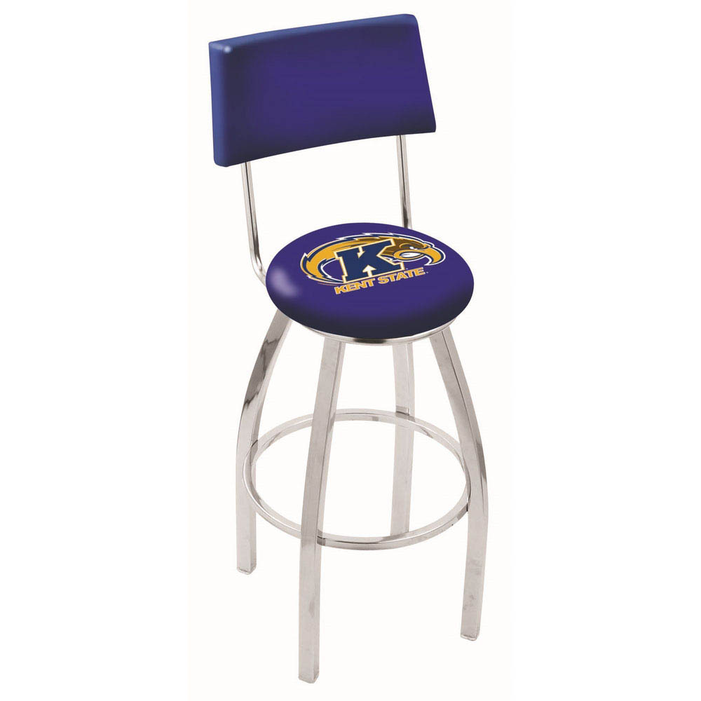 30 Inch Chrome Kent State Swivel Counter Stool W/ Back