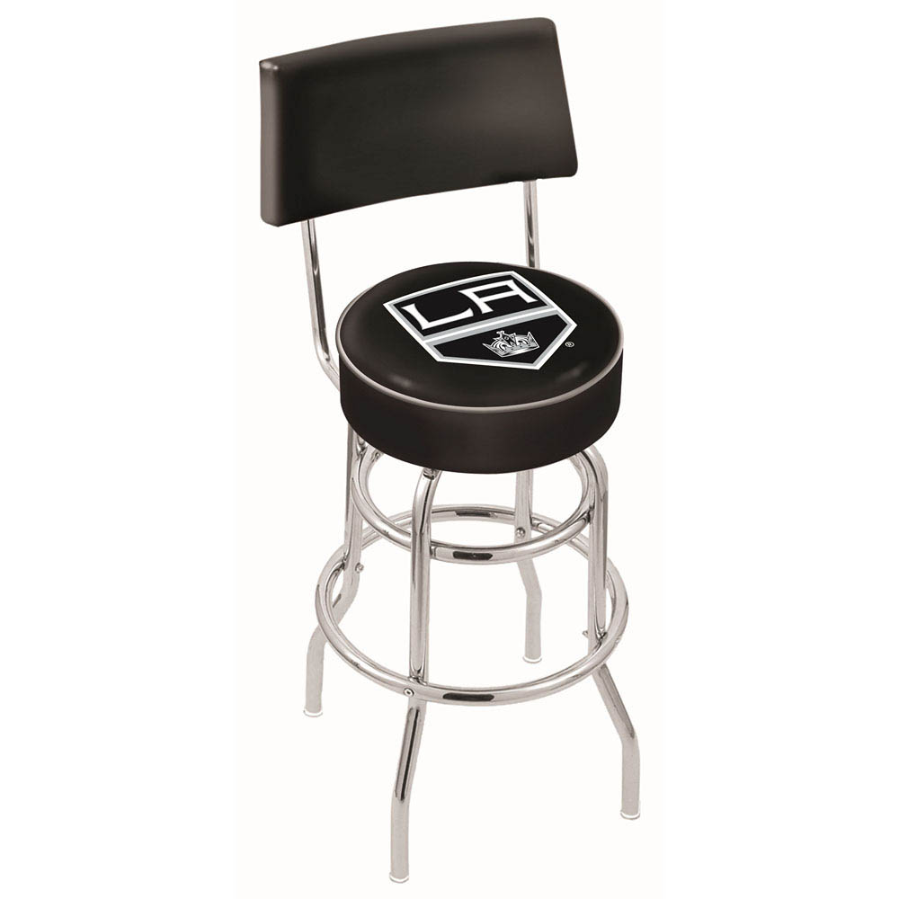 30 Inch Chrome 2-ring Los Angeles Kings Swivel Counter Stool W/ Back