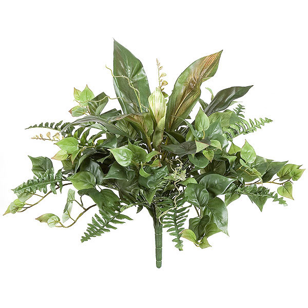18 Inch Silk Philodendron  Fishtail Ferns  And Cordyline Bush: Unpotted